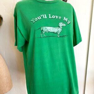 Bright Green "You'll Love My Weiner" Dachsund  D-Lab by Dr Luckys T Shirt Size L